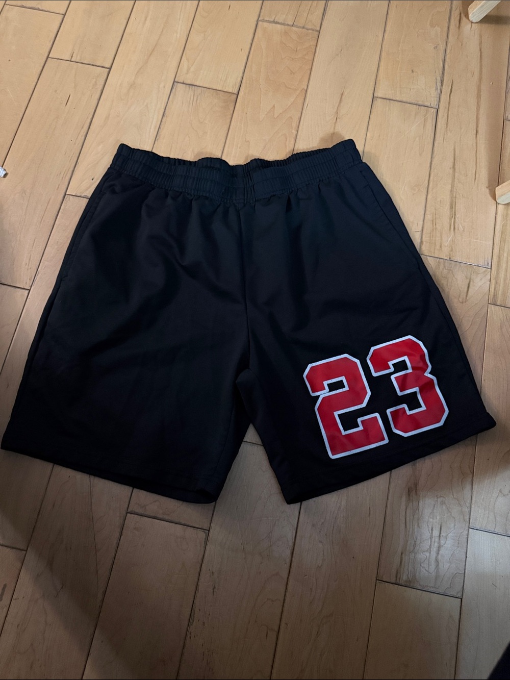 Black Men's Athletic Shorts with Red '23' Patch